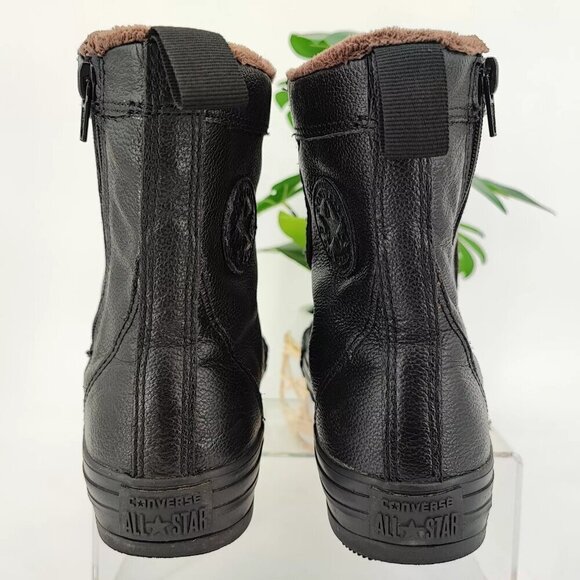 Converse Youth's CT Hi Hillcrest Black Leather Zip Boots Size 4US - Picture 3 of 8